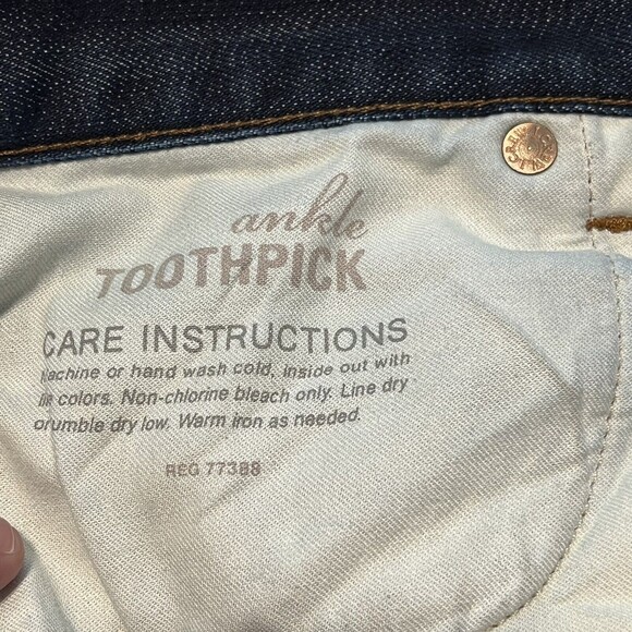 J. Crew Womens Toothpick Ankle Stretch Skinny Jeans Dark Blue Size 26 USA Made - Picture 9 of 12